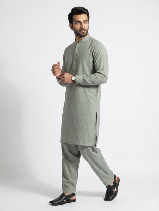 Men’s Dyed Yarn Summer Fits Sage Green Suit