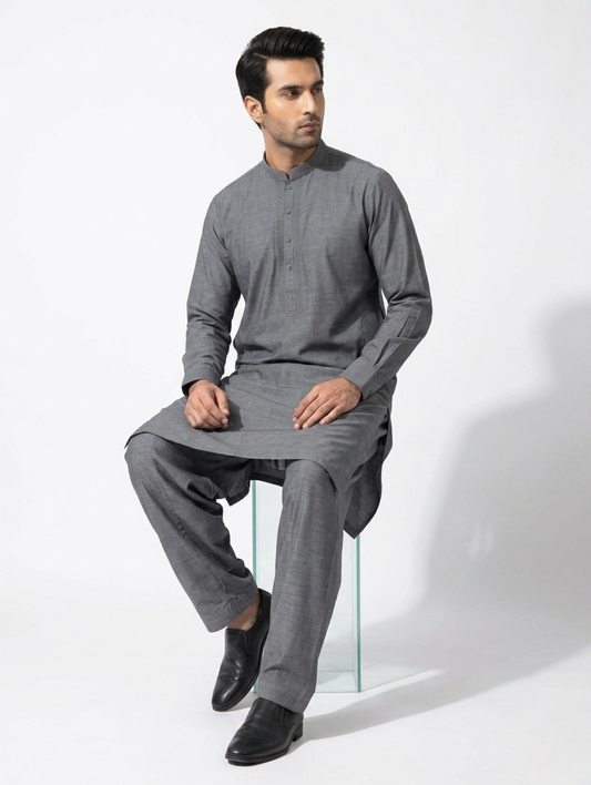 Men’s Dyed Yarn Summer Fits Slate Grey Suit