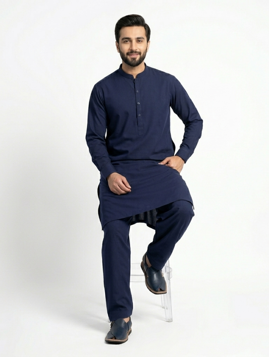 Men's Unstitched Wash & Wear Neavy Blue Suit