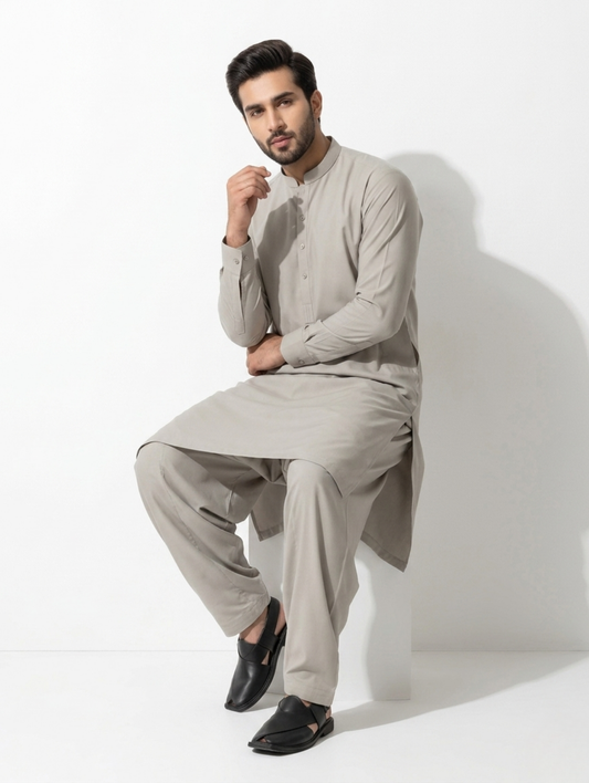 Men’s Boski Stone Grey Unstitched Suit