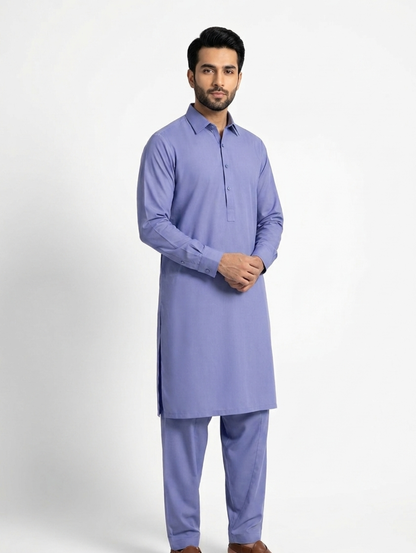 Men’s Breeze Cotton Periwinkle Blue Unstitched  Suit
