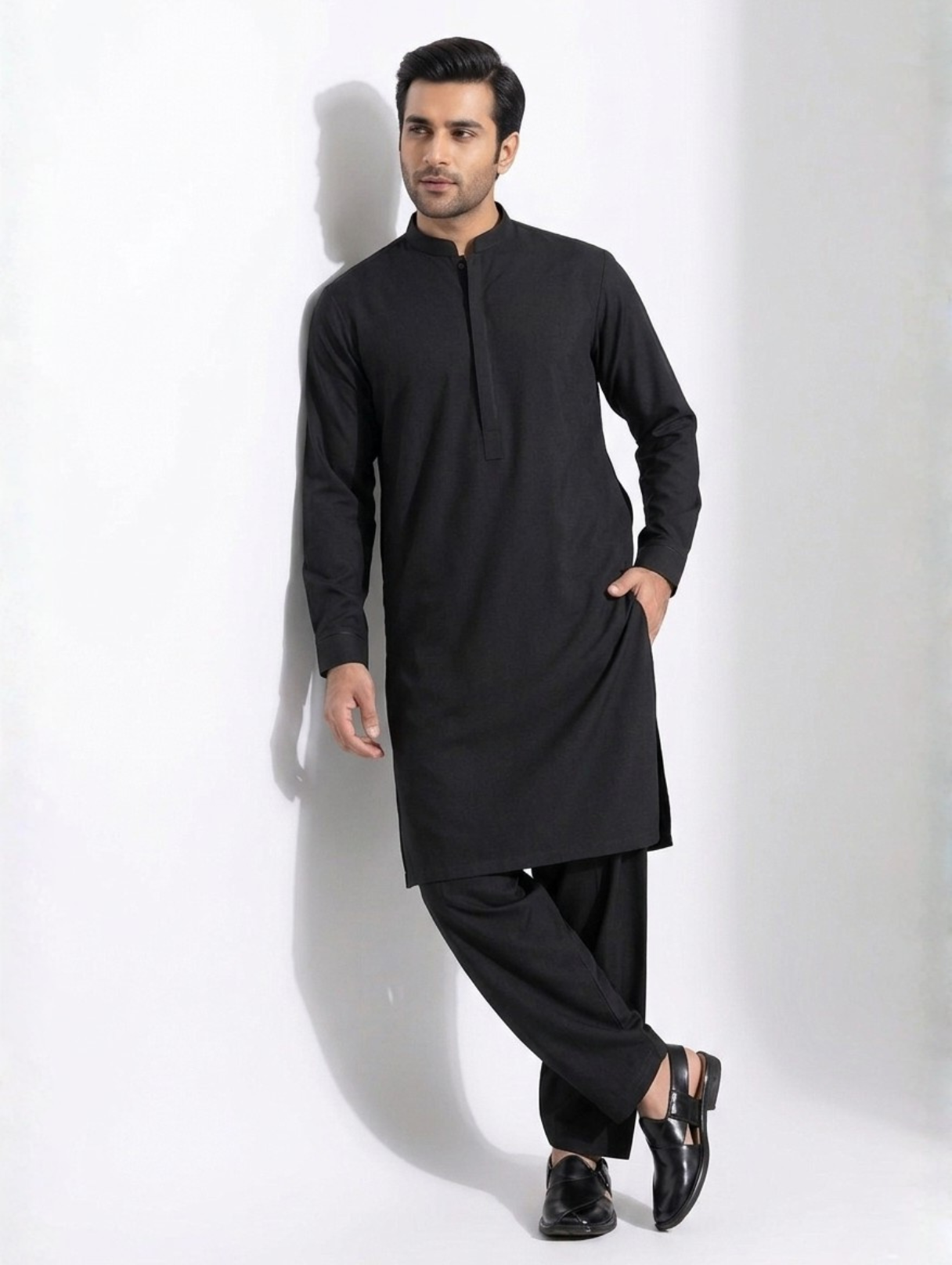 Men’s Dyed Yarn Summer Fits Jet Black Suit