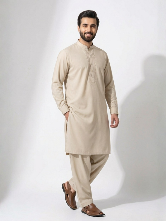 Men’s Advisor Cotton Light Cream Suit