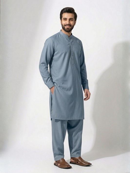 Men’s Advisor Cotton Slate Blue Suit