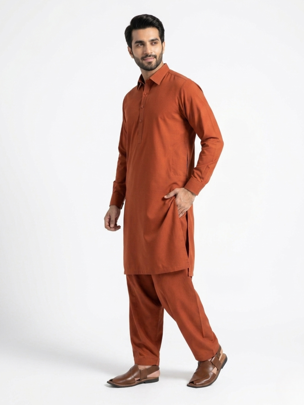 Men’s Dyed Yarn Summer Fits Orange Rust Suit