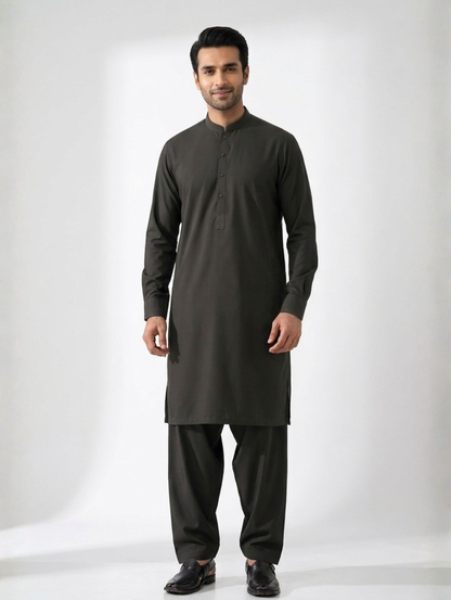 Men’s Dyed Yarn Summer Fits Charcoal Grey Suit