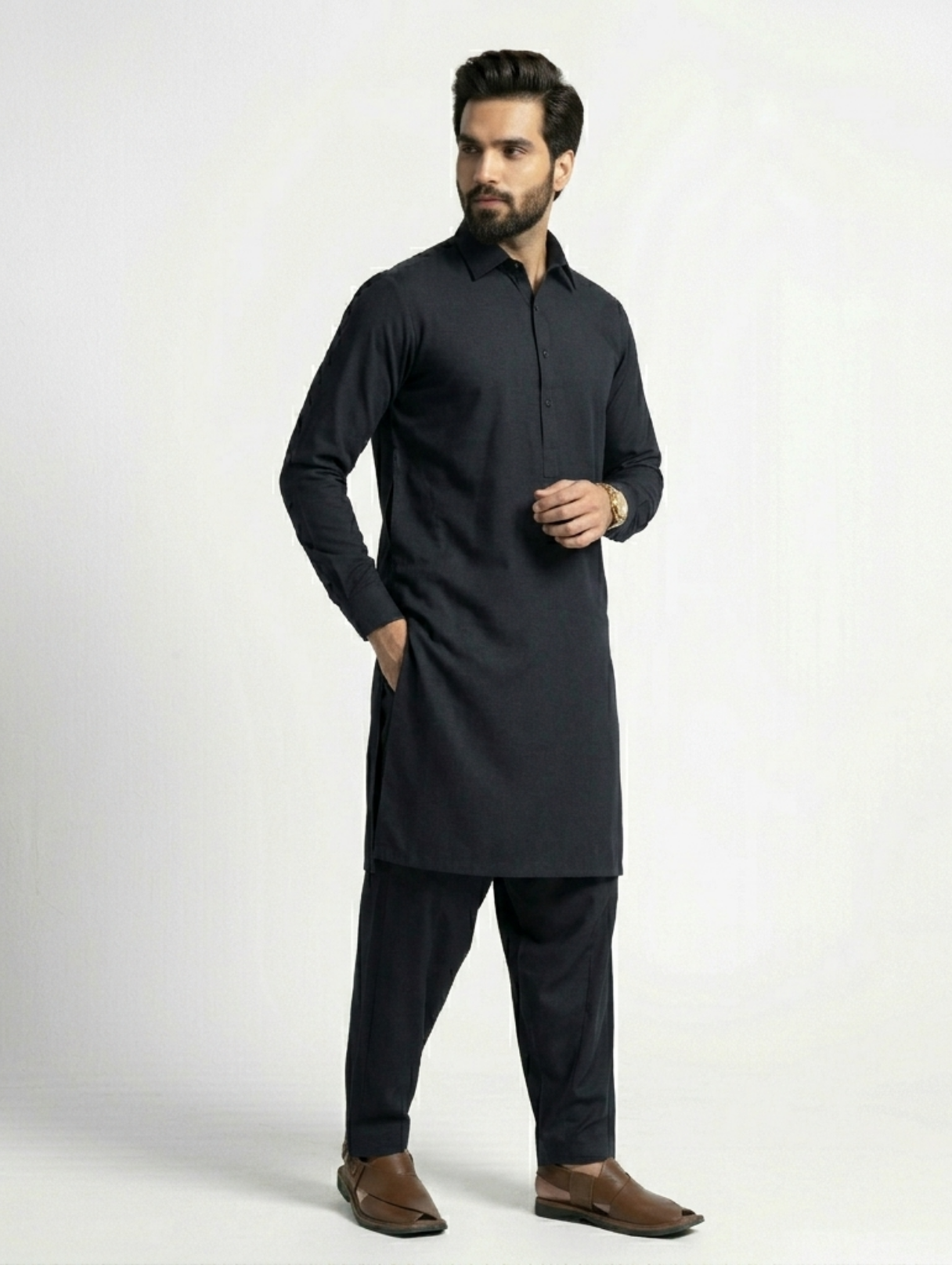 Men's Wash & Wear Smooth Black Suit