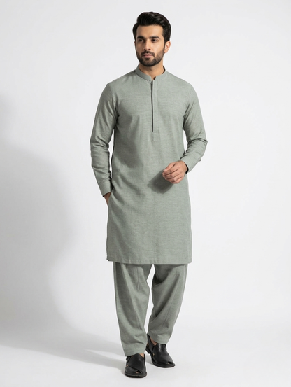 Men’s Dyed Yarn Summer Fits Sage Green Suit