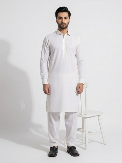 Men's Unstitched Wind Cross Dyed Yarn lavender White Suit