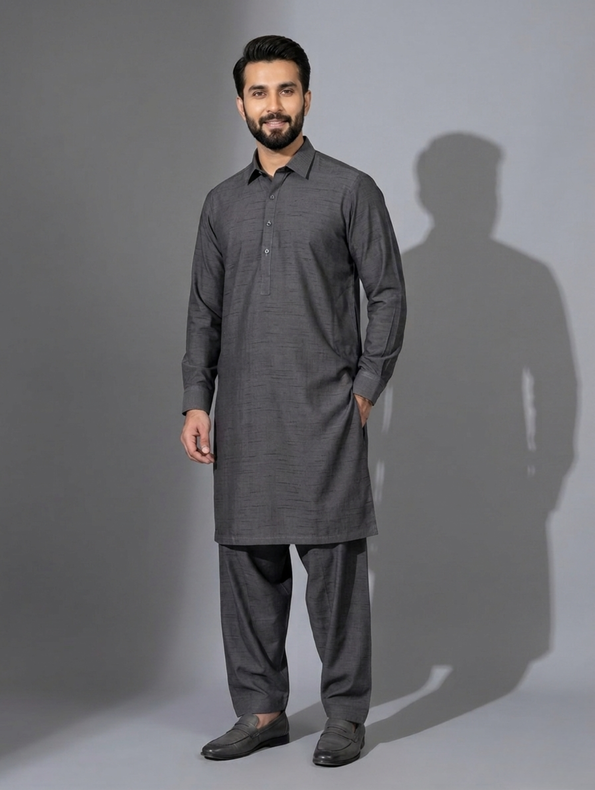 Men’s Dyed Yarn Summer Fits Graphite Grey Suit
