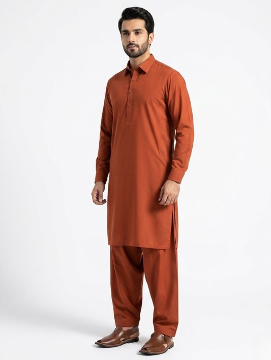 Men’s Dyed Yarn Summer Fits Orange Rust Suit
