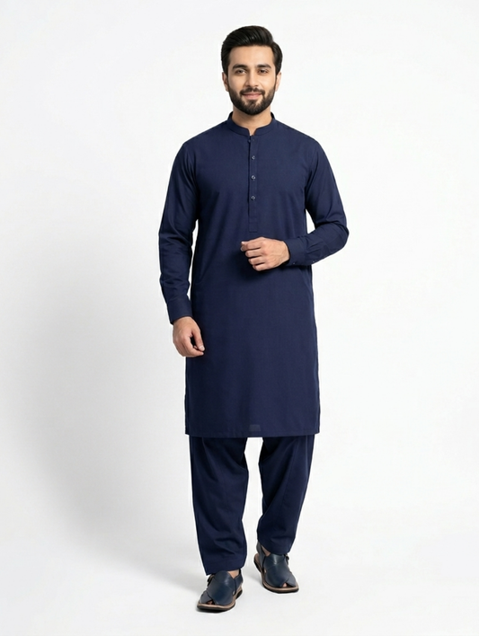 Men's Unstitched Wash & Wear Neavy Blue Suit