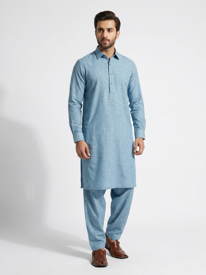 Men's Unstitched Wind Cross Dyed Yarn Agnatic Suit