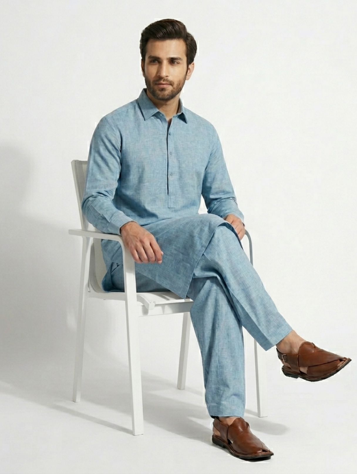 Men's Unstitched Wind Cross Dyed Yarn Agnatic Suit