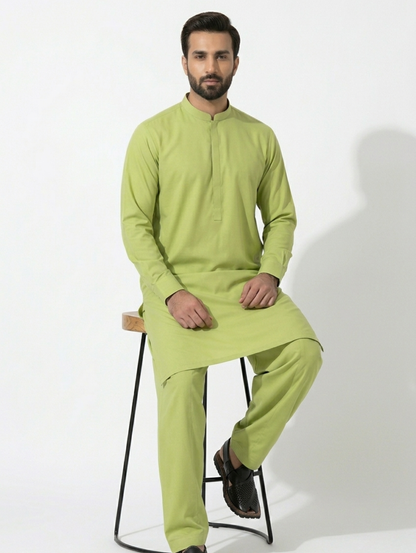 Men’s Breeze Cotton Lime Green Suit