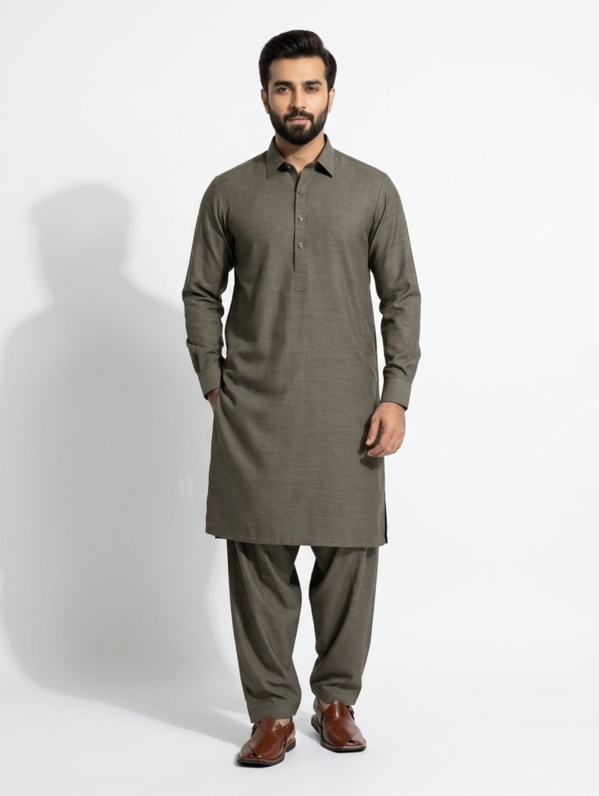 Men's Unstitched Dyed Yarn Summer Fits Grey Bronze Suit