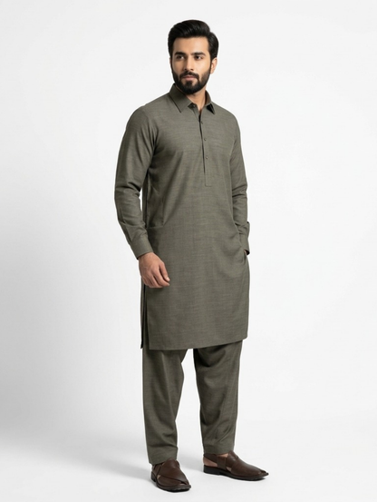 Men's Unstitched Dyed Yarn Summer Fits Grey Bronze Suit