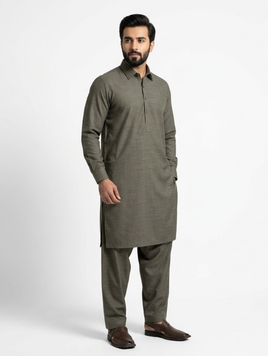 Men's Unstitched Dyed Yarn Summer Fits Grey Bronze Suit