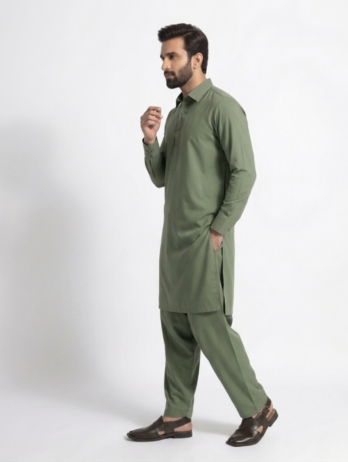 Men’s Breeze Cotton Olive Green Suit
