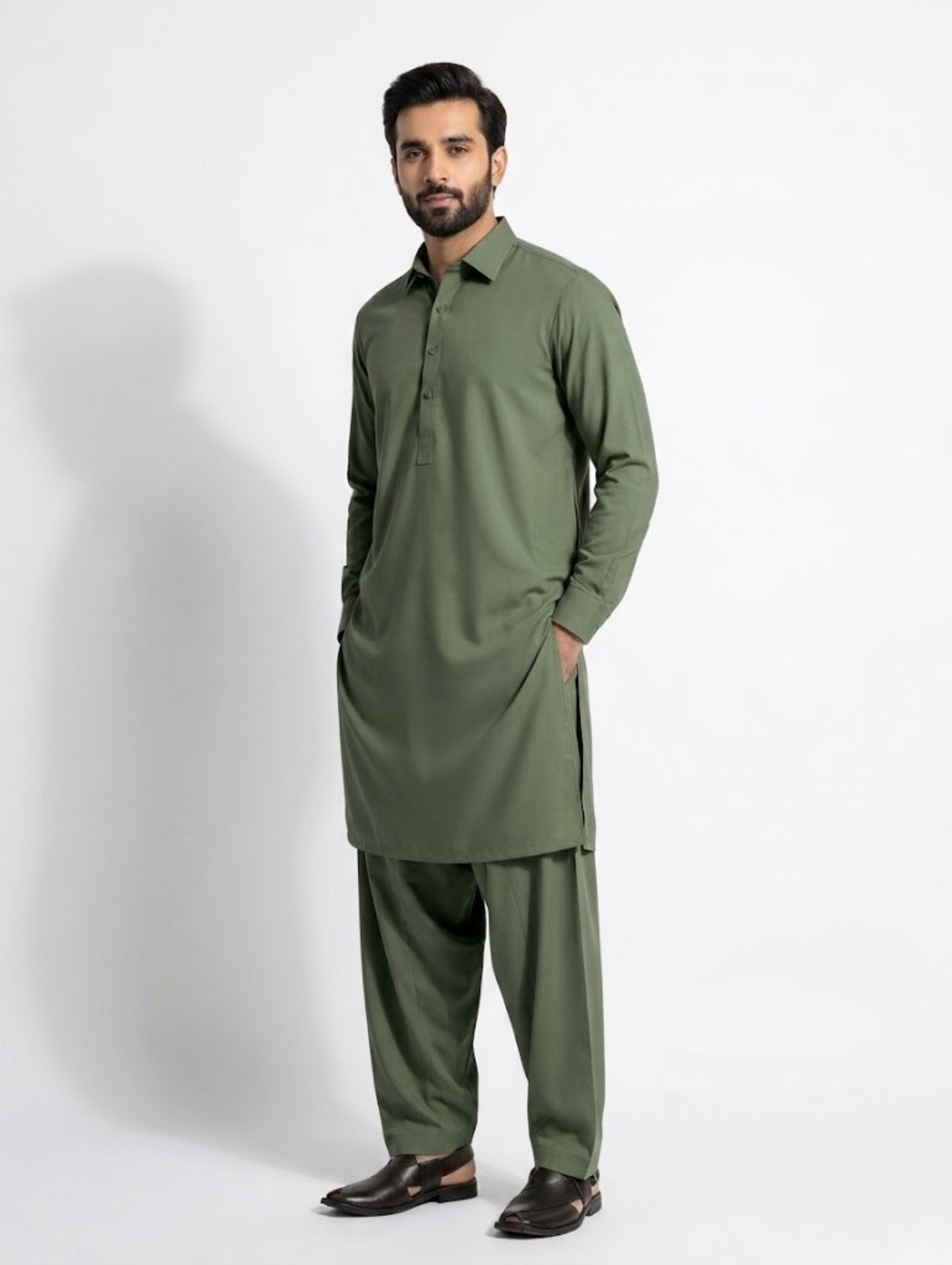 Men’s Breeze Cotton Olive Green Suit