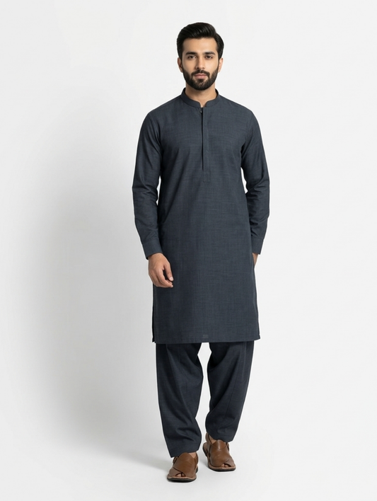 Men's Unstitched Dyed Yarn Summer Fits Pencil Grey Suit