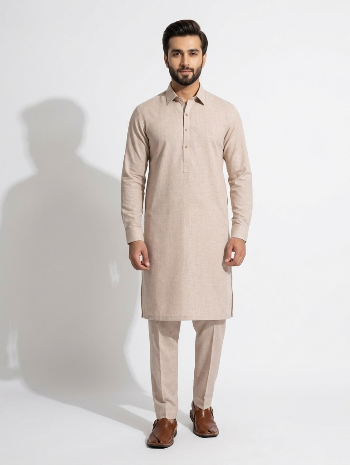 Men's Unstitched Wind Cross Dyed Yarn Salty Pink Suit