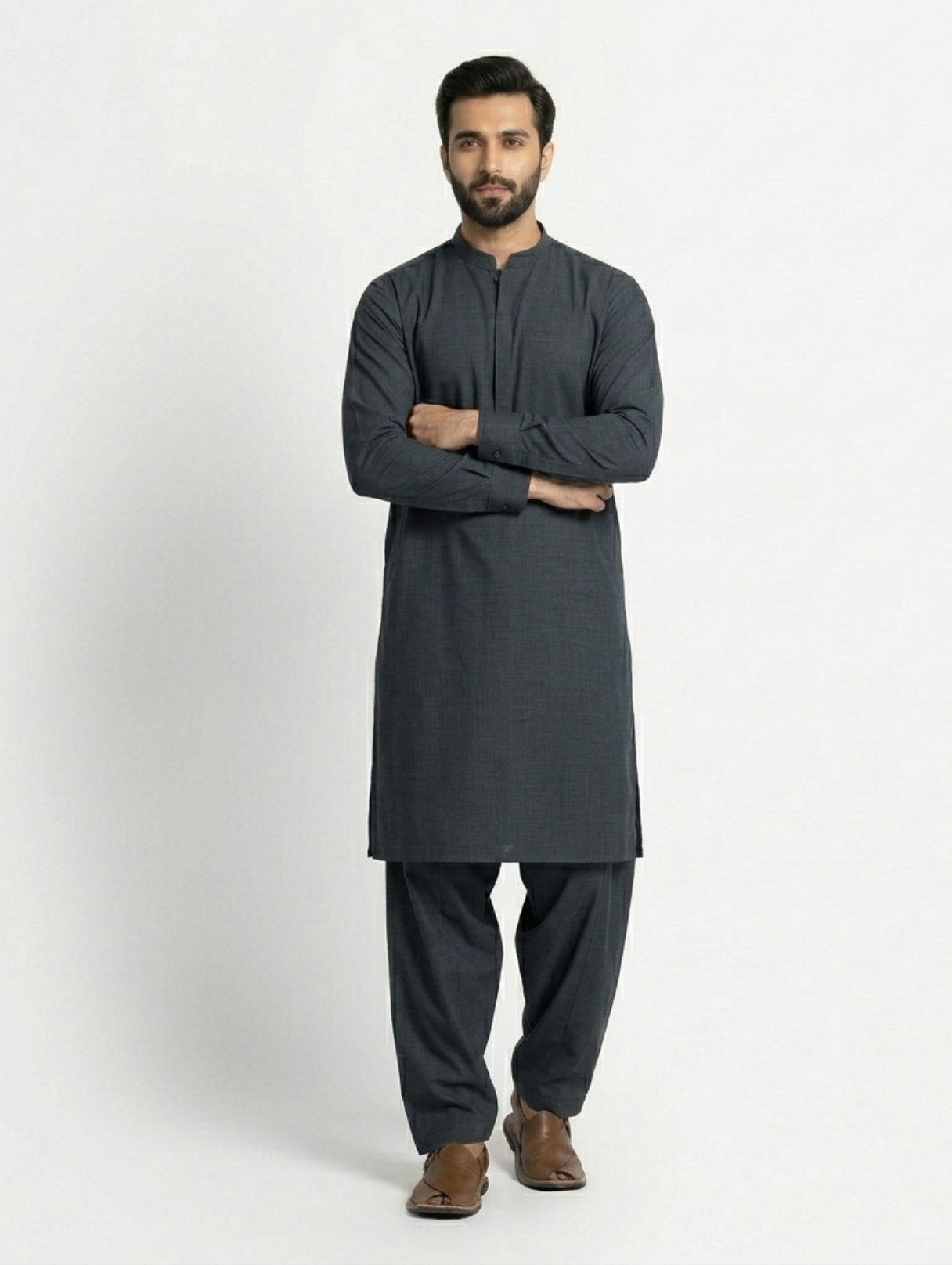 Men's Unstitched Dyed Yarn Summer Fits Pencil Grey Suit