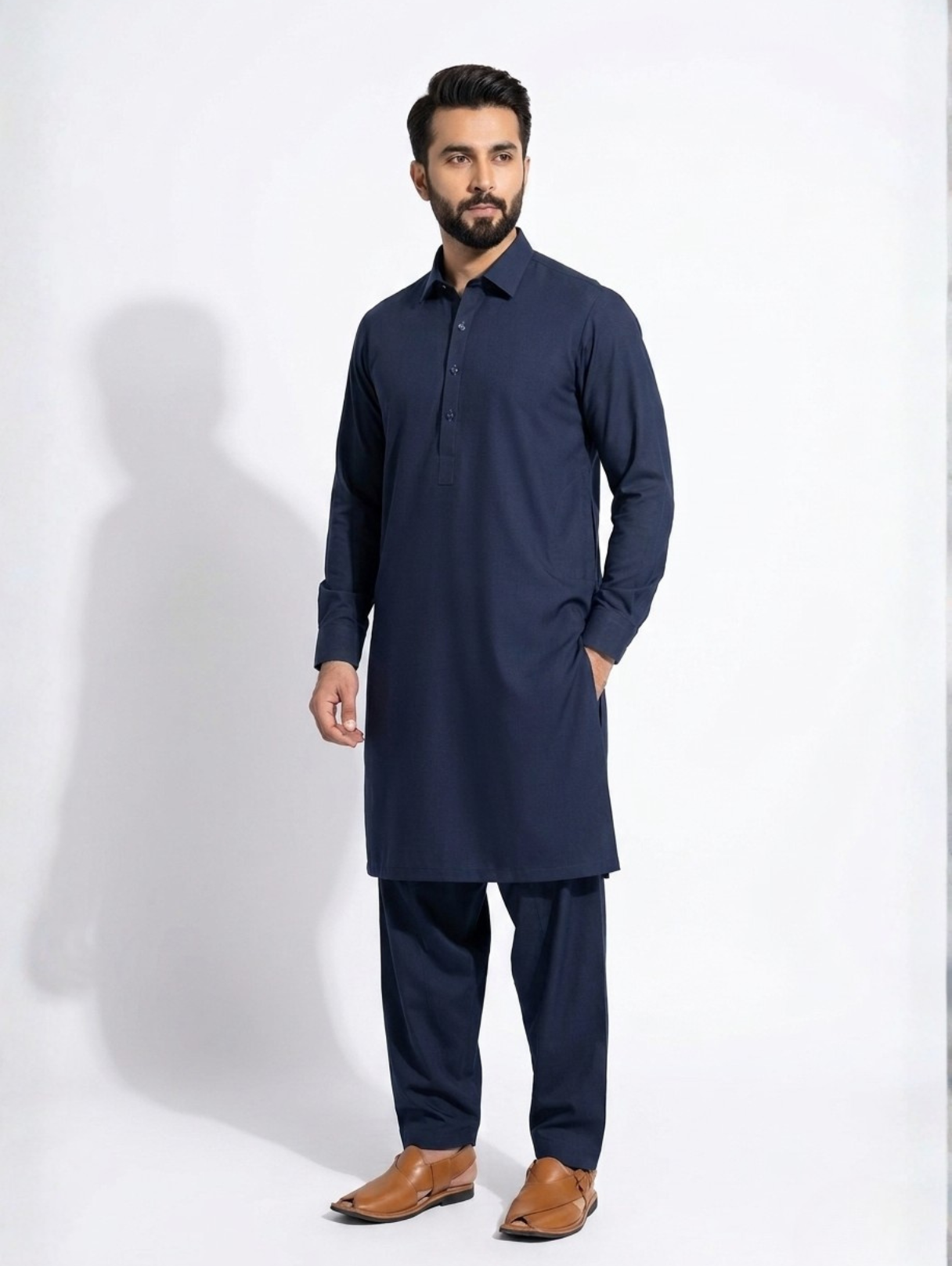 Men’s Dyed Yarn Summer Fits Navy Blue Suit